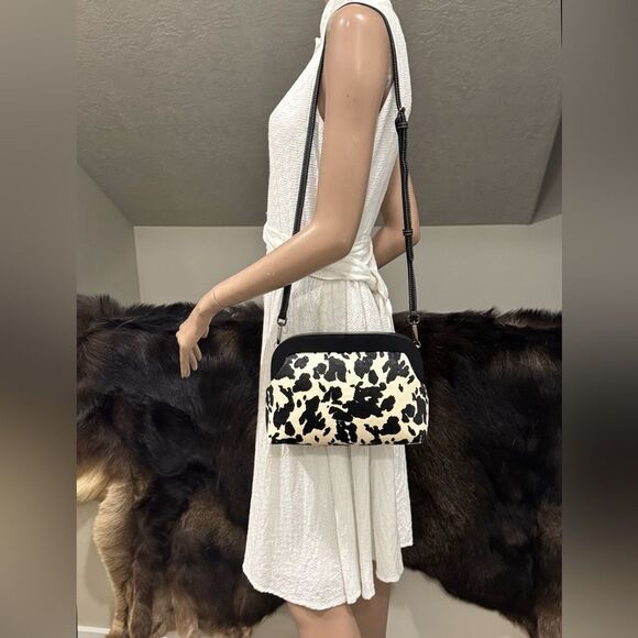 Cow Print Real Hair-on Cowhide Handmade Wooden Frame Shoulder Bag/Crossbody - Picture 4 of 15